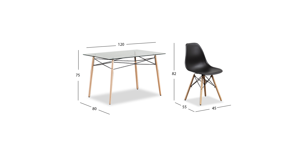 Comedor Rectangular Atlas Con Sillas Negro 5 Piezas
