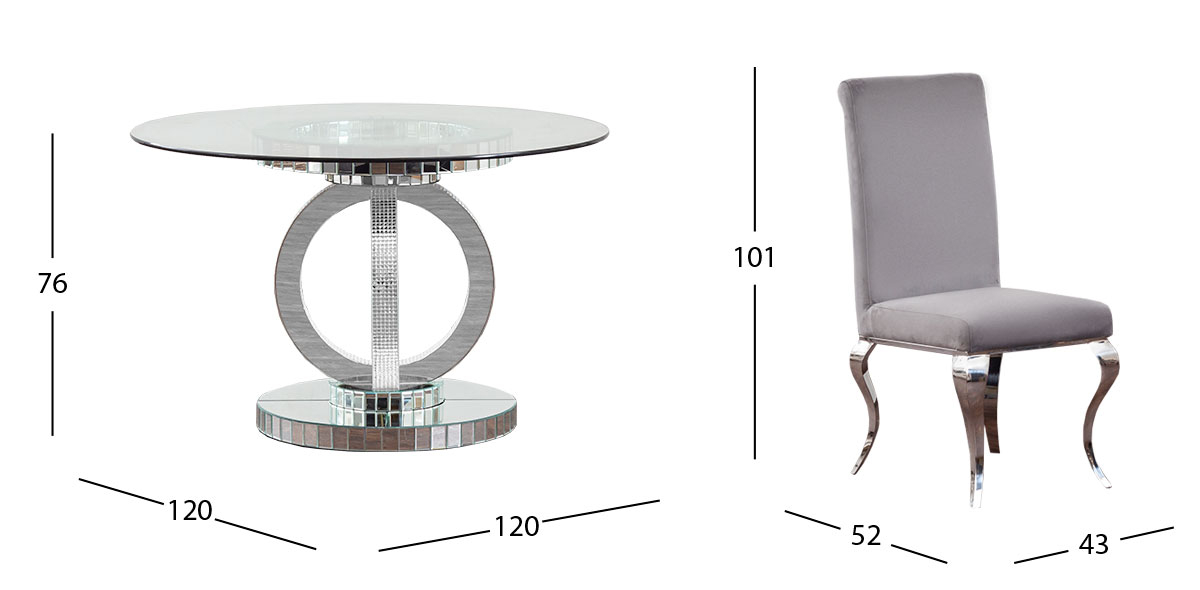 Comedor Redondo Genesis Con Sillas Elenor Gris 5 Piezas
