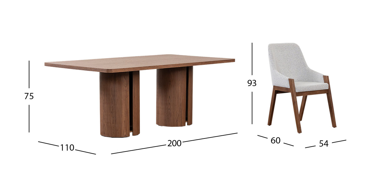 Comedor Rectangular Abu Dabi Café 7 Piezas