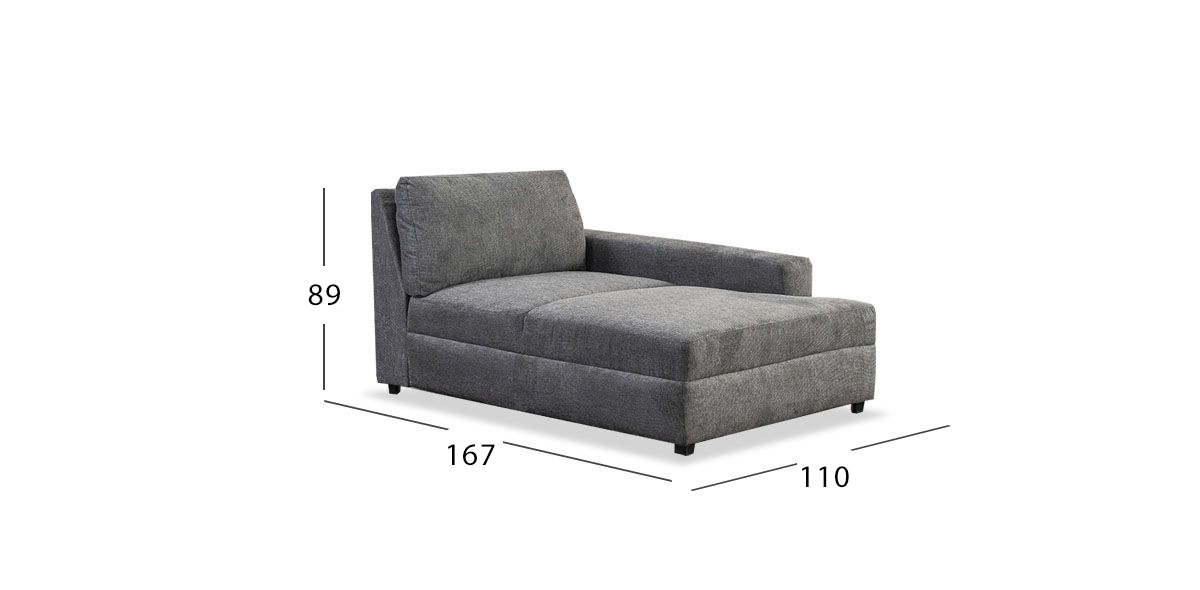 Sillón Largo Elite Gris Charcoal Derecho
