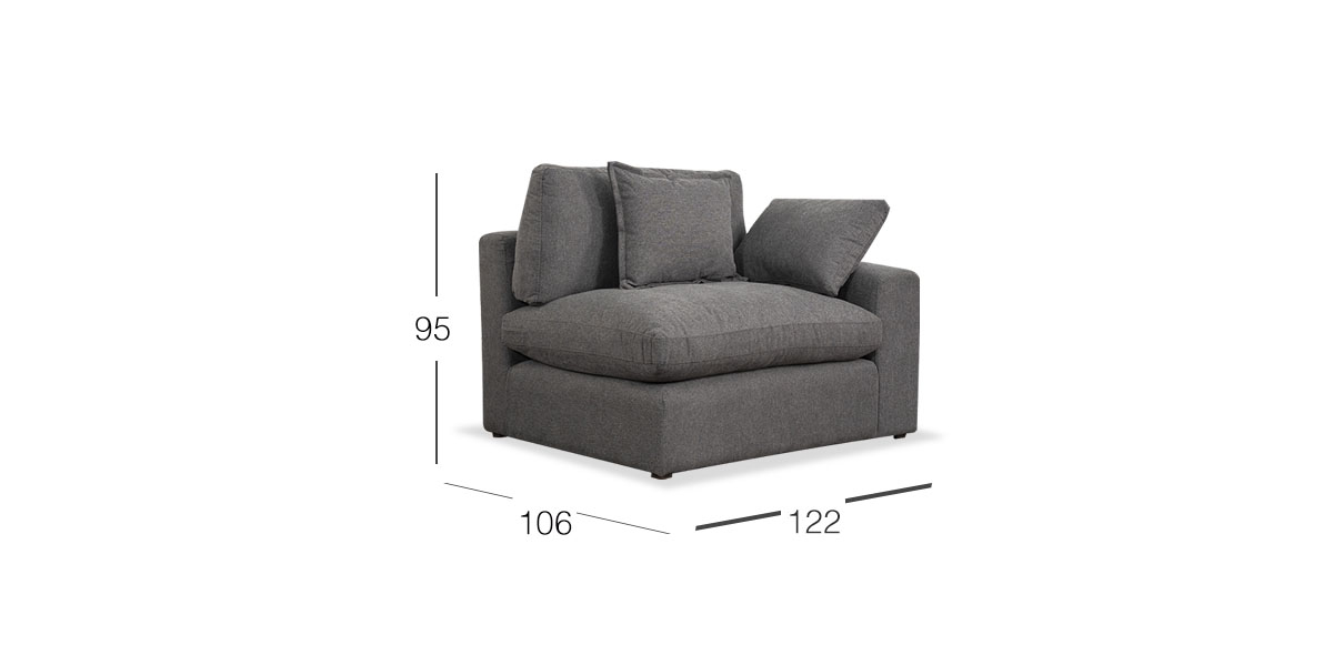 Sillón Con Brazo Derecho Romelly Gris