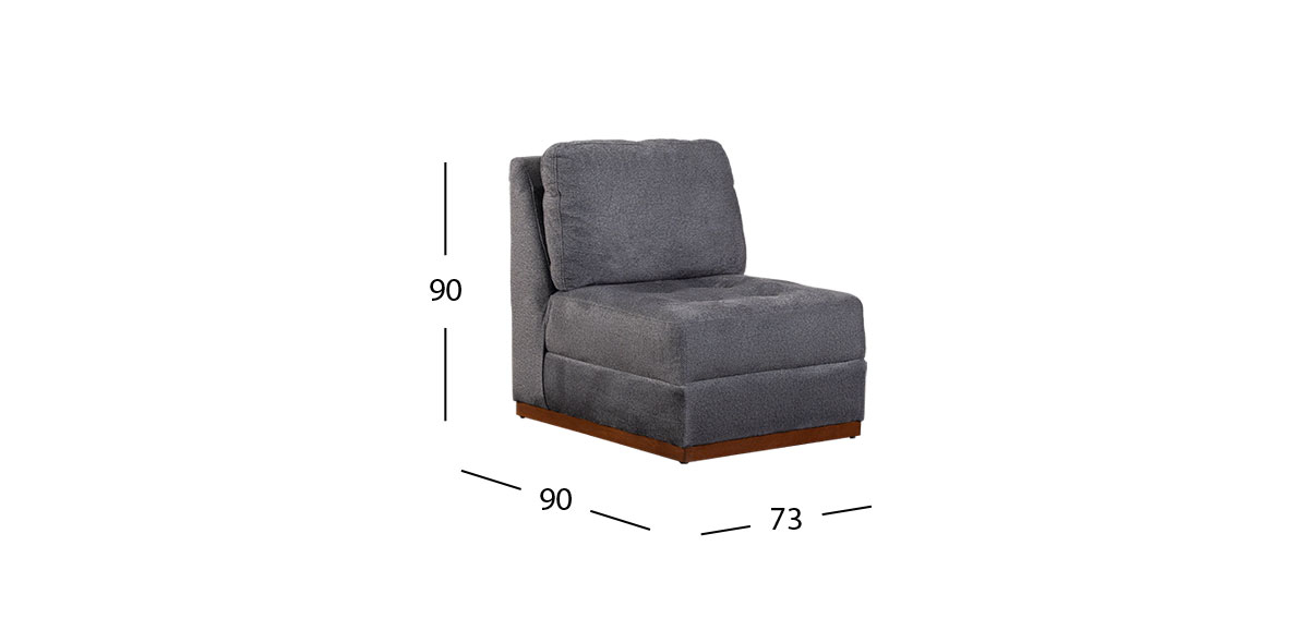 Sillón Sin Brazos Tifany Plus Gris Smoke