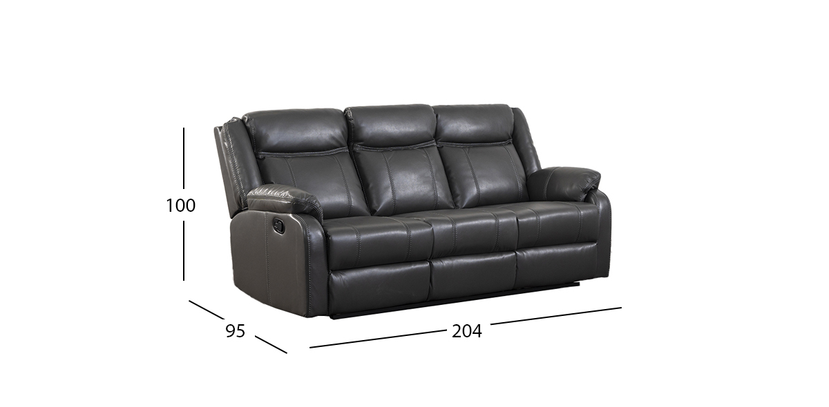 Sofá 3 Plazas Reclinable Wagner Gris