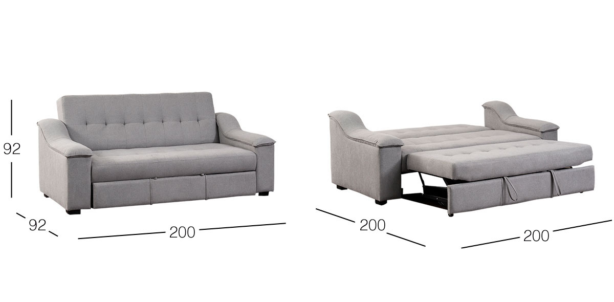 Sofá Cama Convertible Jazmin Memory Foam Gris