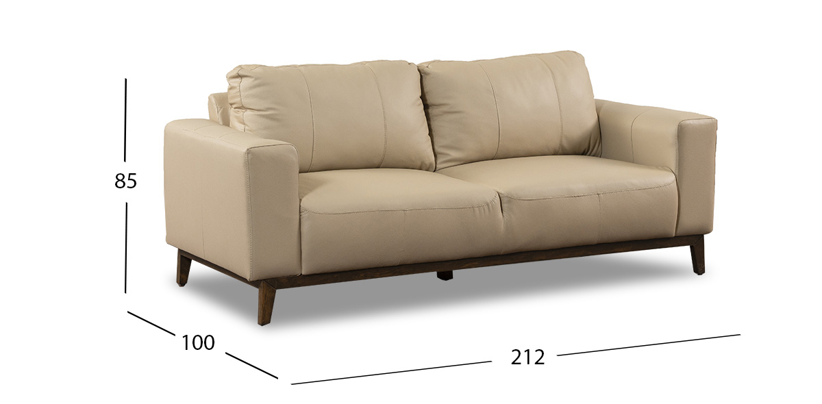 Sofá 3 Plazas Piel Littio Beige