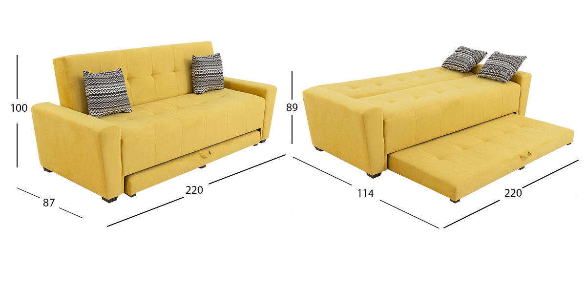 Sofá Cama Con Cama Baja Irlanda New Amarillo