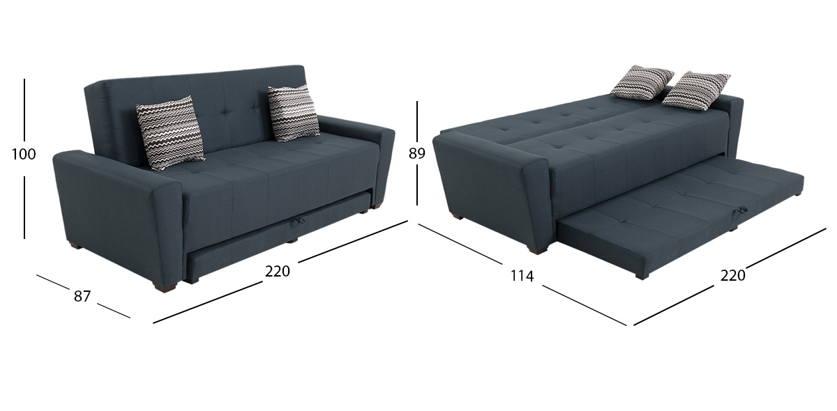 Sofá Cama Con Cama Baja Irlanda New Azul
