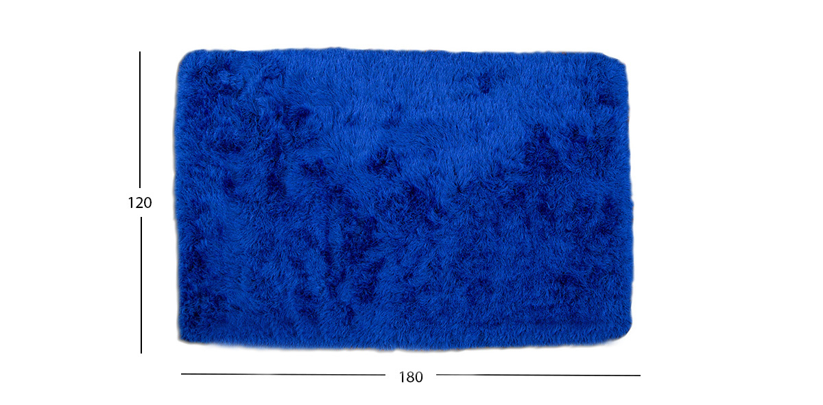 Tapete Decorativo 180x120 Cm Shaggy Azul Rey