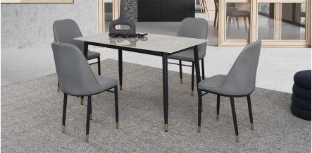 Comedor Rectangular Munich PL Gris 5 Piezas
