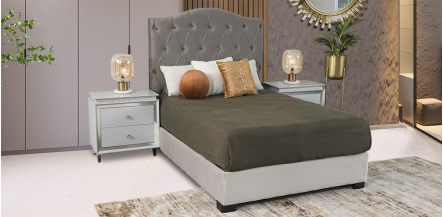 Cabecera Matrimonial Terciopelo Zhola Gris