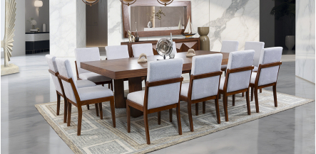 Comedor Rectangular 260 Cm Creta Blanco Winter 7 Piezas