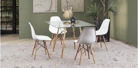Comedor Cuadrado Atlas Con Sillas Blanco 5 Piezas