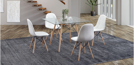 Comedor Cuadrado Atlas Con Sillas Angun Blanco 5 Piezas