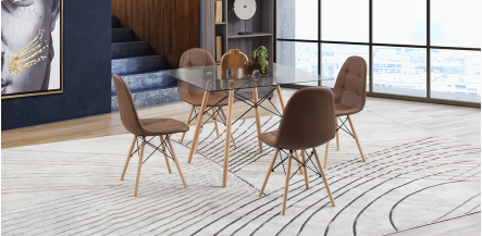 Comedor Cuadrado Atlas Con Sillas Angun Café 5 Piezas