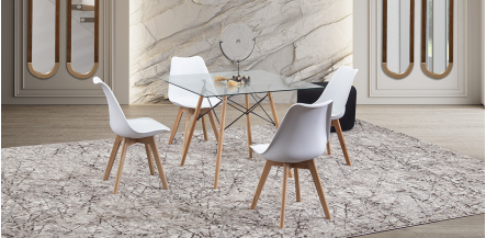 Comedor Cuadrado Atlas Con Sillas Arthus Blanco 5 Piezas
