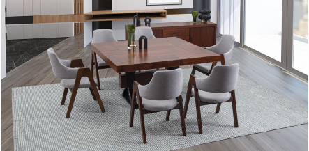 Comedor Cuadrado 150 Cm Estocolmo Plata 7 Piezas