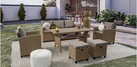 Comedor De Jardín Rattan Set Albany Gris