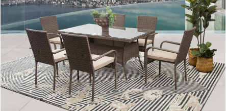 Comedor De Jardín Set  Bay Gris/Café Rattan