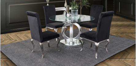 Comedor Redondo Genesis Con Sillas Elenor Negro 5 Piezas