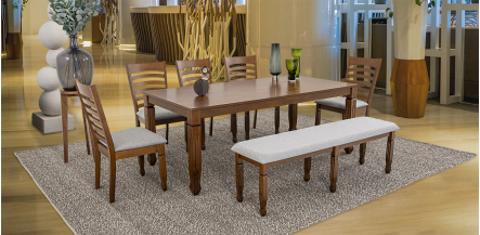 Comedor Rectangular 200 Cm Borja Café 7 Piezas