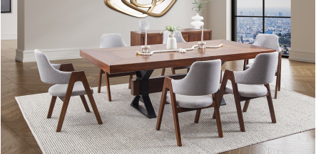 Comedor Rectangular 240 Cm Estocolmo Plata 7 Piezas