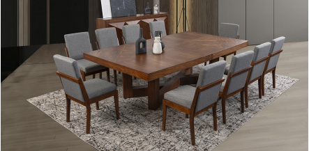 Comedor Rectangular 260 Cm Creta Gris Charcoal 7 Piezas