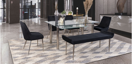 Comedor Rectangular Enkel II Negro 6 Piezas