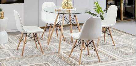 Comedor Redondo Atlas Con Sillas Angun Blanco 5 Piezas