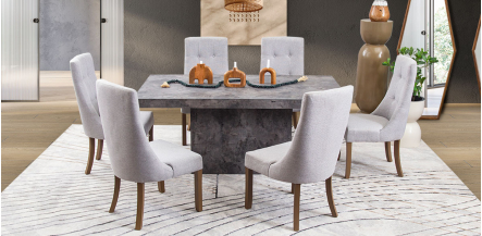 Comedor Rectangular 180 X 100 Cm Stone Gris 7 Piezas