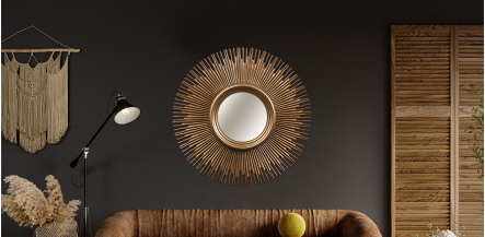 Espejo Redondo Shine Dorado