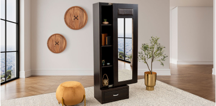 Espejo Vertical Con Cajón Egipto Café
