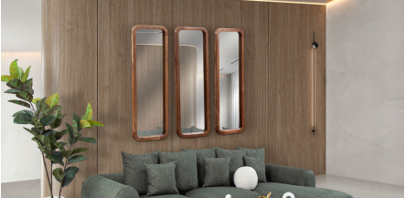 Juego De Espejos Decorativos Júpiter Café 3 Piezas