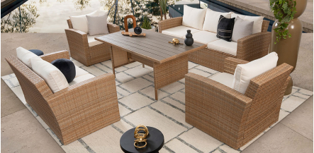 Set De Jardín Rectangular Zane Beige