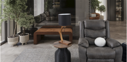 Lámpara de Mesa Parota Coral Negro
