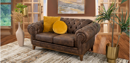 Sofá 2 Plazas Bonded Leather Begonia Café