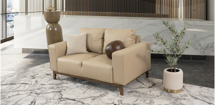 Sofá 2 Plazas Piel Littio Beige