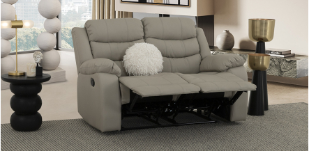 Sofá De 2 Plazas Piel Con Reclinable Caserta Gris