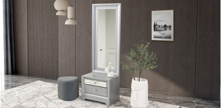 Espejo Vertical Con Cajón Perla Plus Gris