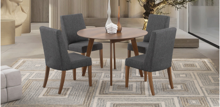 Comedor Redondo Marbella Gris 5 Piezas