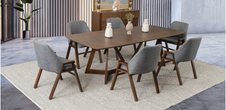 Comedor Rectangular Valenza Gris 7 Piezas