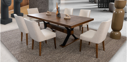 Comedor Con Extensión Toledo Beige 7 Piezas