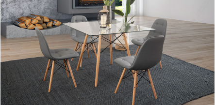 Comedor Cuadrado Atlas Con Sillas Angun Gris 5 Piezas