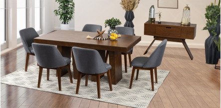Comedor Odette 180 Cm Con Sillas Olaf PL Gris 7 Piezas