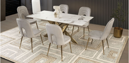 Comedor Rectangular Lucio Gris 7 Piezas