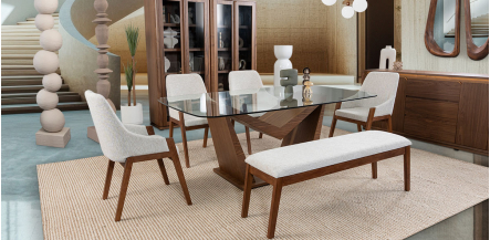Comedor Cristal Ovalado Gio Blanco 6 Piezas