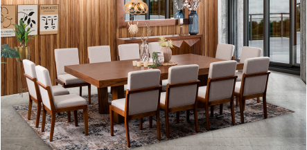 Comedor Rectangular 260 Cm Creta Arena 7 Piezas