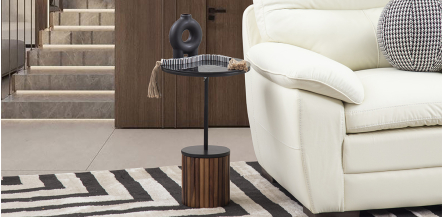 Mesa Lateral Redonda 63 Cm Golden Ark Negro