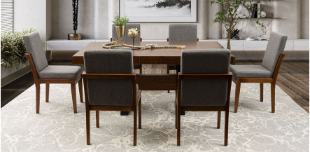 Comedor Rectangular 180 Cm Estocolmo Con Sillas Creta Gris 7 Piezas