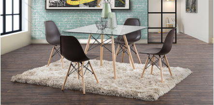 Comedor Cuadrado Atlas Con Sillas Café 5 Piezas