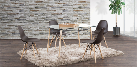 Comedor Rectangular Atlas Con Sillas Café 5 Piezas